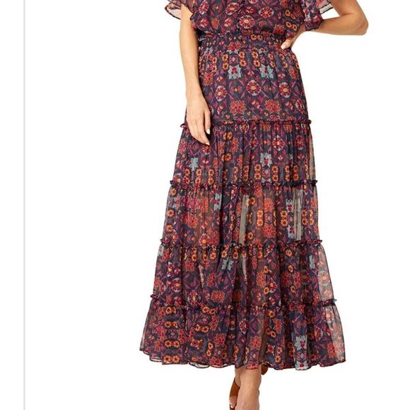 Misa Los Angeles Ananada Floral Ruffle Maxi SkirtSize M